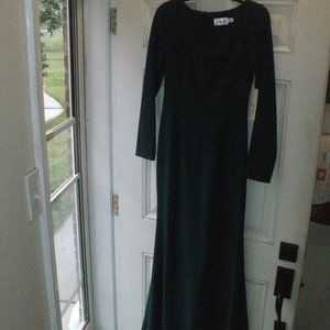 NWT Eliza J Green Square Neck Long Sleeve Mermaid Gown Maxi Dress size 2 NEW